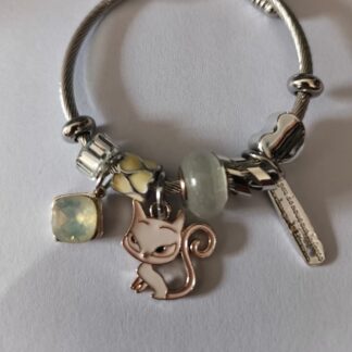 Pulsera Con Charms Gato | Corazon | Brilllo