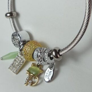 Pulsera Con Charms | Gatito | Amarillo | Verde