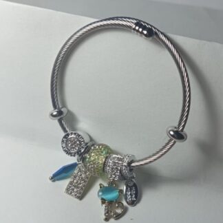 Pulsera Con Charms | Gato | Azul