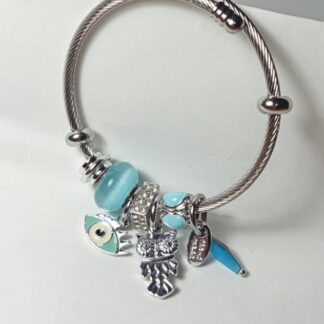Pulsera Con Charms | Buho | Ojo | Azul