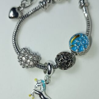 Pulsera Con Charms | Unicornio | Azul