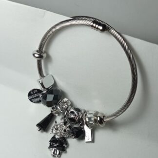 Pulsera Con Charms | Gatito | Negro