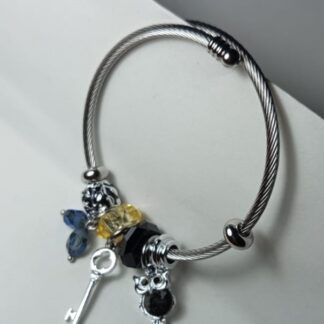 Pulsera Con Charms | Buho | Llave | Negro