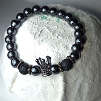 Pulsera Con Charms | Corona | Plateado | Negro